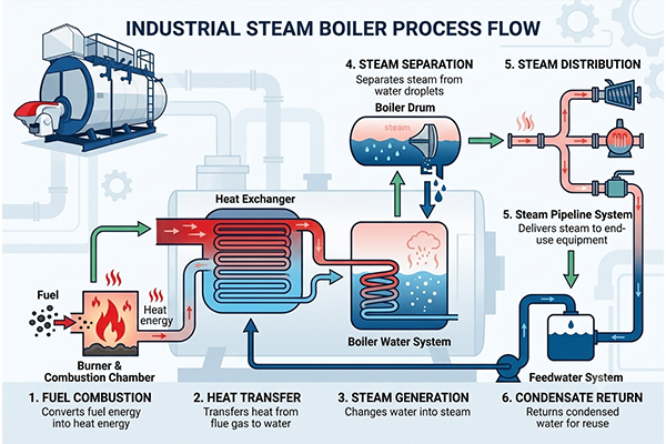 steam boiler operation cycle diagram