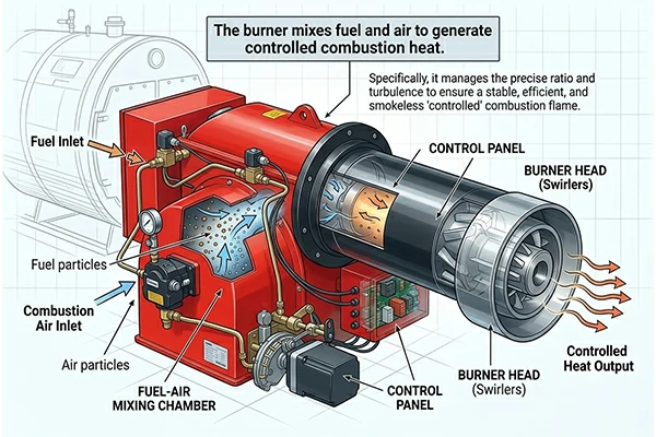 industrial steam boiler burner system