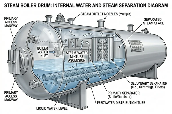 steam boiler drum water and steam separation