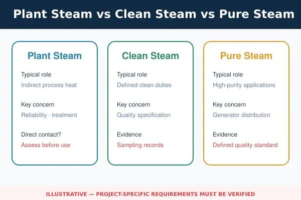 Plant steam vs clean steam vs pure steam for pharmaceutical processing