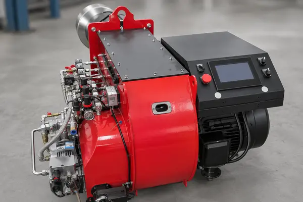 gas burner and gas train for an 8 ton steam boiler