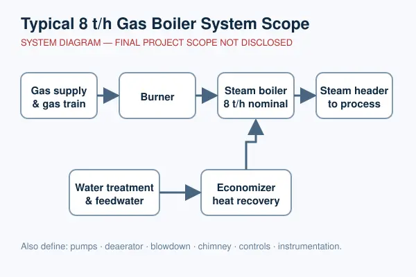 feedwater treatment system for an industrial steam boiler