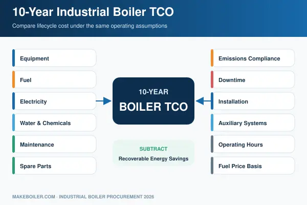 10 year industrial boiler total cost of ownership components