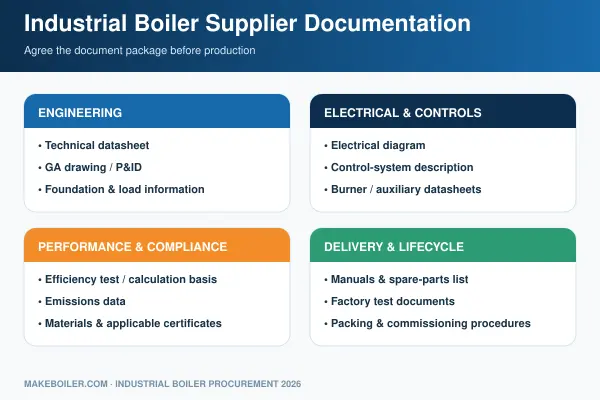 The exact document package should be agreed before production.